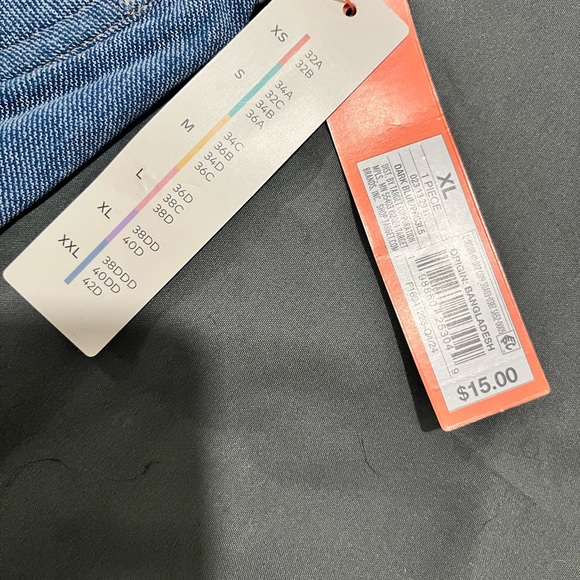 Blue Denim Bra with White Lace Trim - Picture 2 of 2